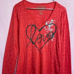 *Valentines~Rocker Girl Red & Black Heart/Love with Silver Glitter~ Semi Sheer
